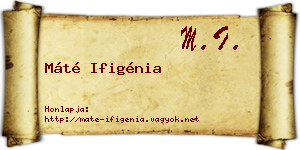 Máté Ifigénia névjegykártya